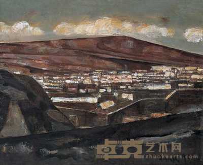 段正渠 1995年作 山村夜景 60×73cm